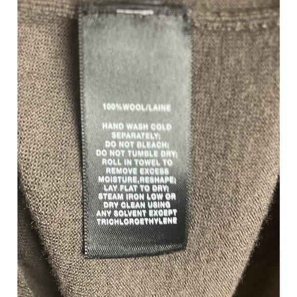 Lafayette 148 Long Cardigan 100% Wool Sz L Brown V-Neck Button Front Pockets - Picture 10 of 10